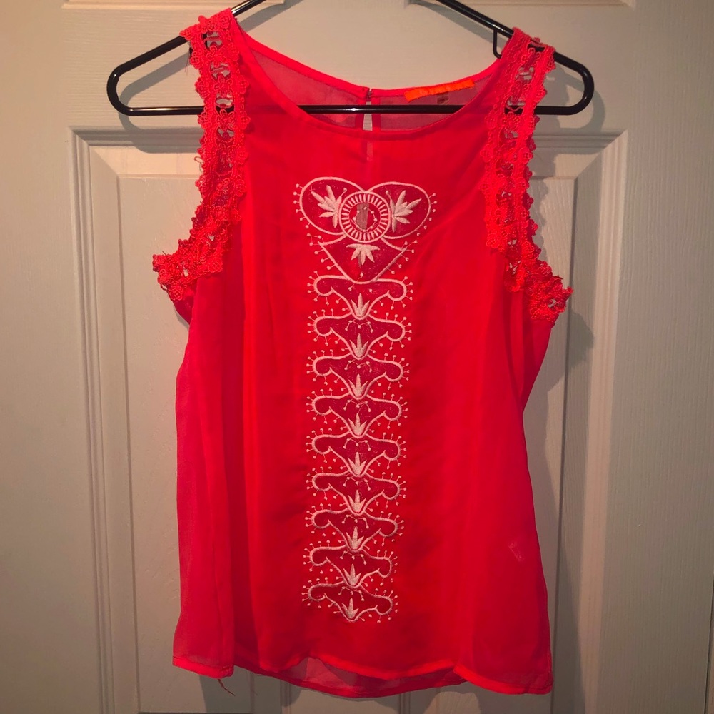 Lulumari neon pink lace tank top